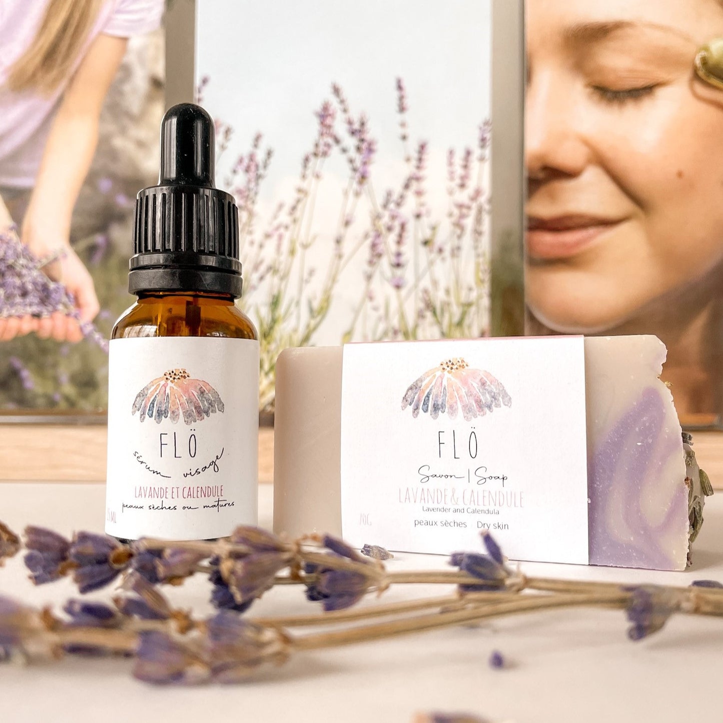 Duo sérum visage et savon agencé - Lavande et calendule