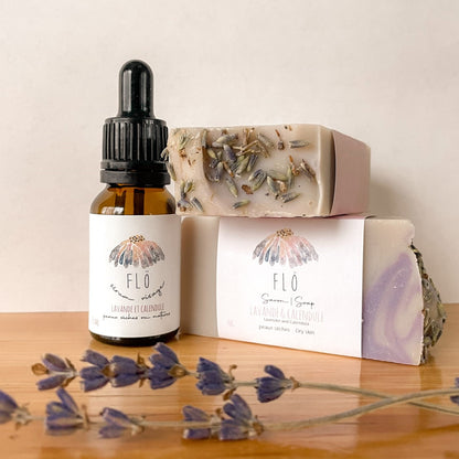Facial serum and matching soap duo - Lavender and calendula